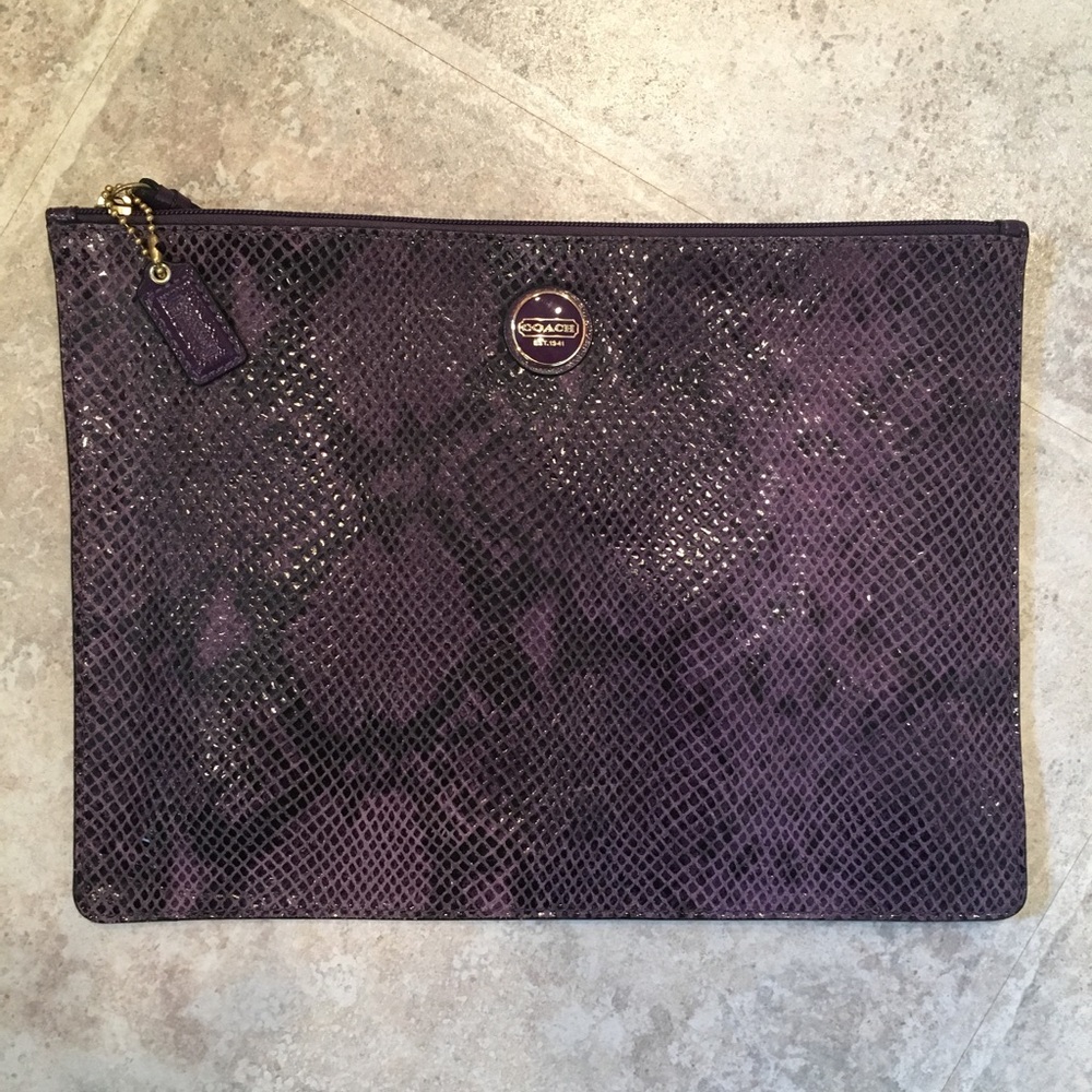Coach 11.5" x 8.5" Purple Faux Snakeskin Clutch